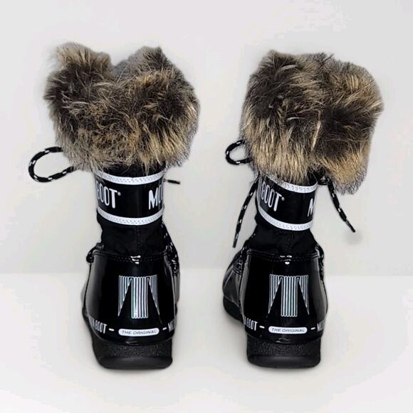 Moon Boot Monaco Women's Winter Black Boots Fauz Fur Trim Waterproof Size 7 - Picture 4 of 6